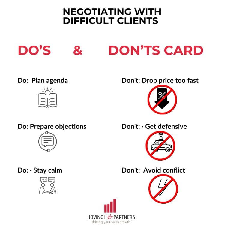 hecklist of do’s and don’ts when negotiating with difficult clients