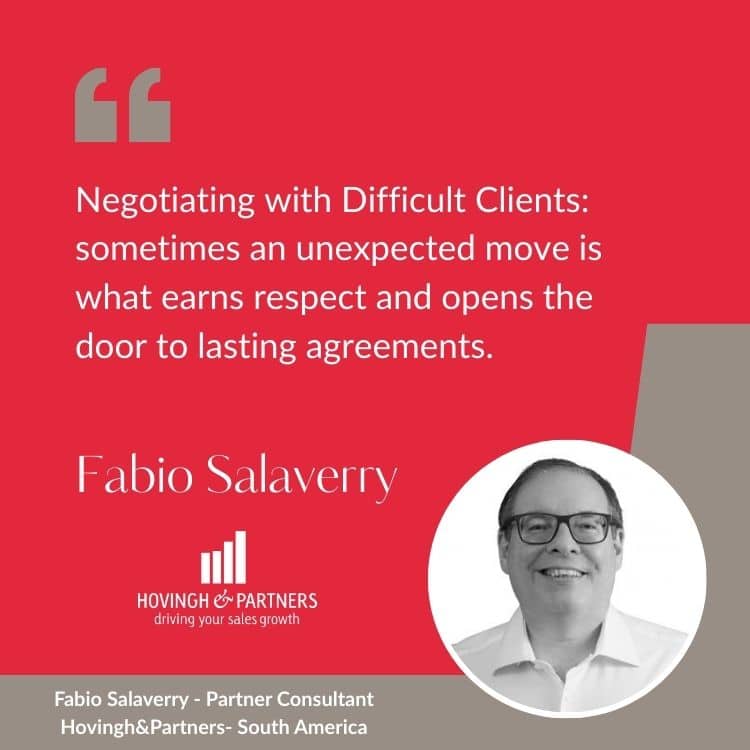 Quote from consultant Fabio Salaverry about using unexpected moves in difficult negotiations